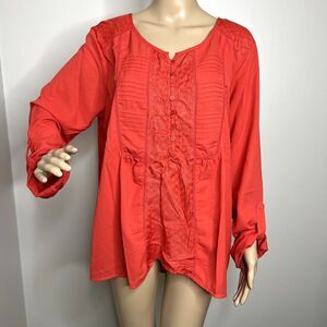 Silver Jeans Co Orange Peasant Blouse